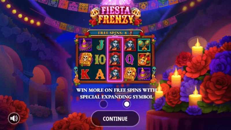 Fiesta Frenzy - menyu kuu na mipangilio ya dau